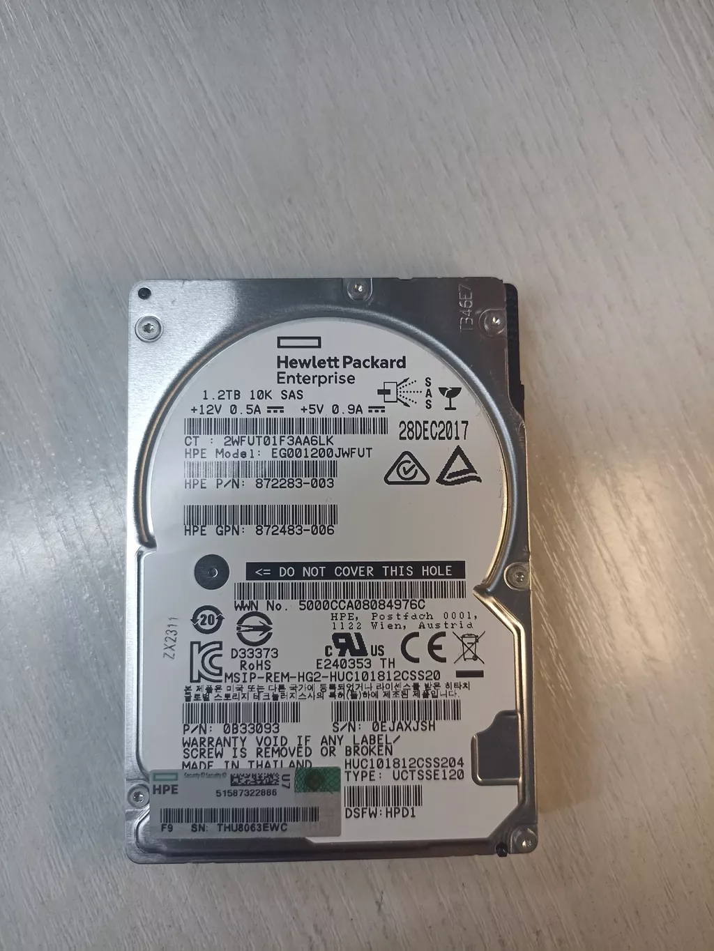 Серверный диск SAS HP 2.5, 1.2 tb, б/у 90-95% целые